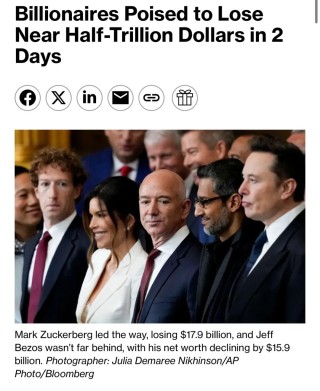 全球最富500人两天损失5360亿美元，马斯克最惨