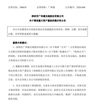 广和通拟重大资产重组！股票不停牌
