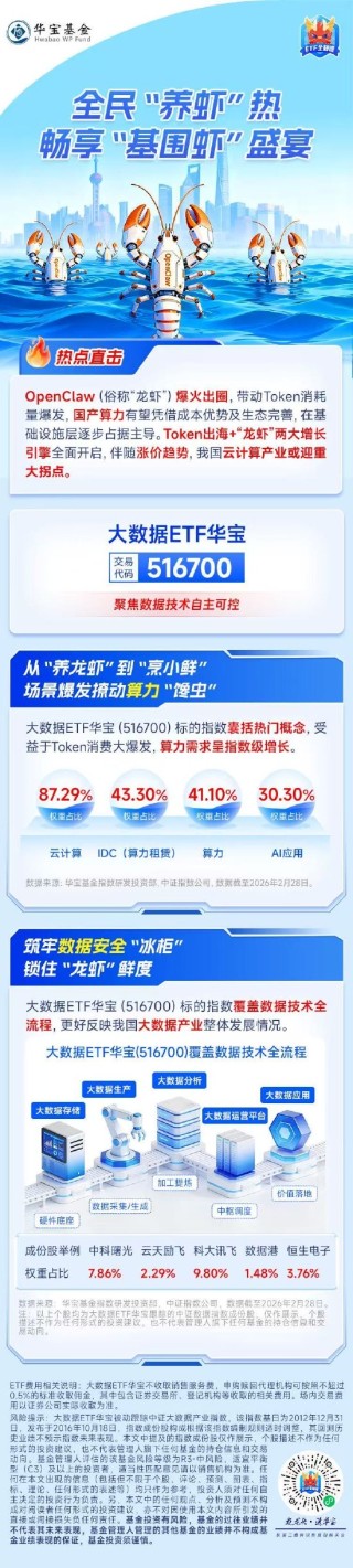 全民“养虾”热，畅享“基围虾”盛宴！华宝基金大数据ETF（516700）聚焦数据技术自主可控！