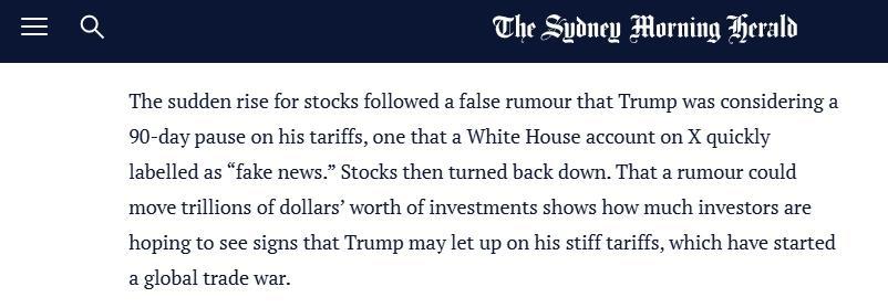 特朗普关税自残美国 美股竟靠“假新闻”救场  第3张
